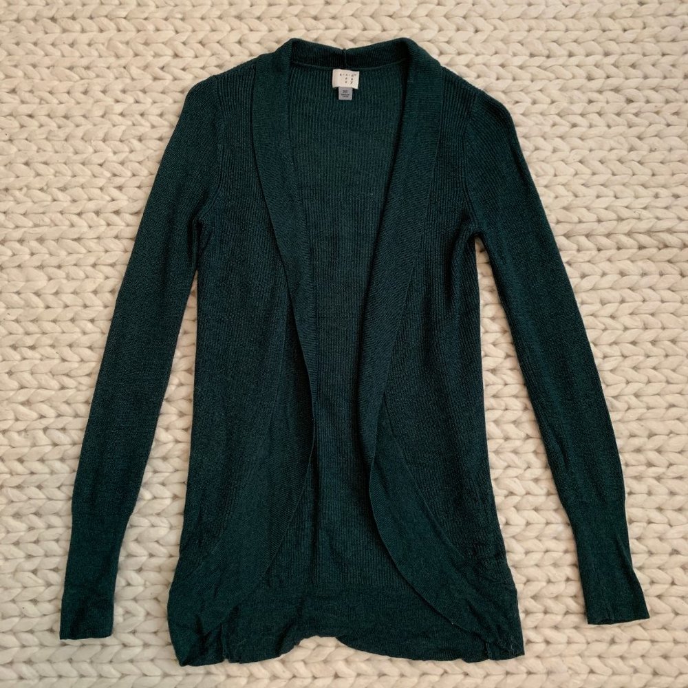 XS DARK GREEN LONG CARDIGAN